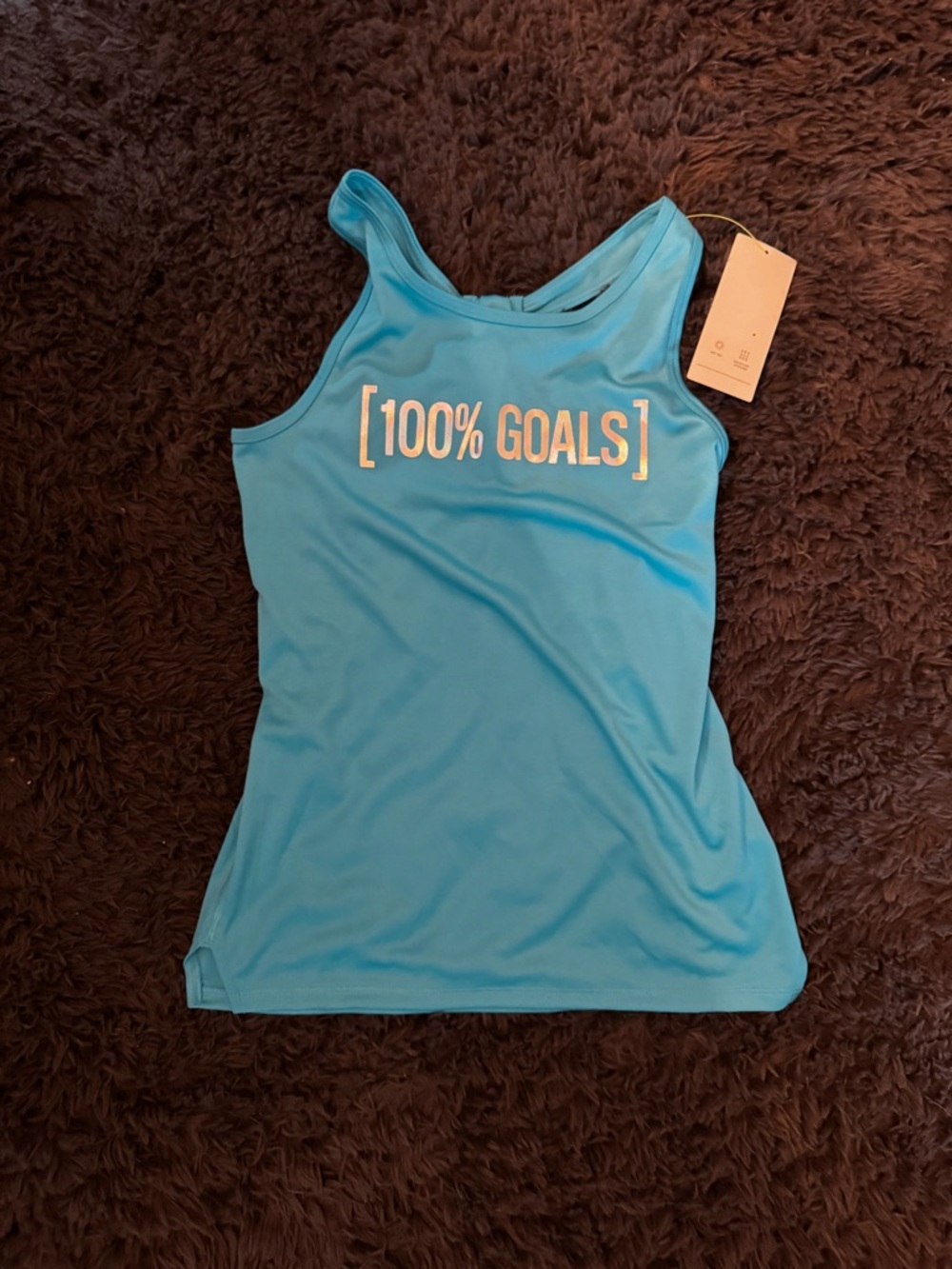 all in motion Light Blue Girls' Active Tank Top with "100% GOALS" Print